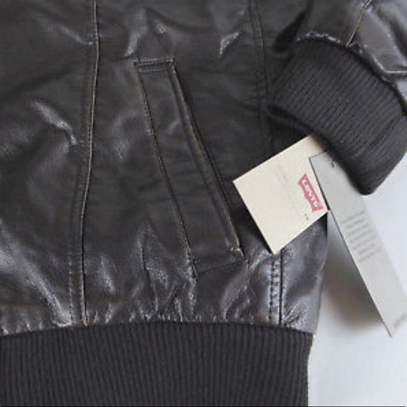 Levi’s Faux Leather Sherpa Lined Bomber Jacket NWT - Picture 5 of 8